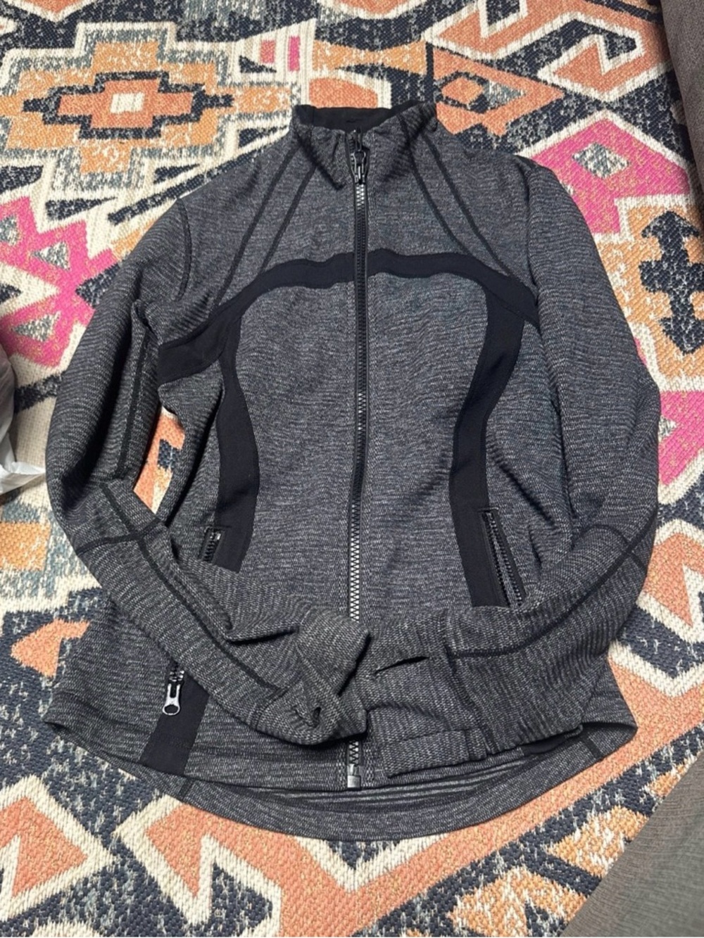 Lululemon Grey Athletic Zip-Up Jacket with Black Panels